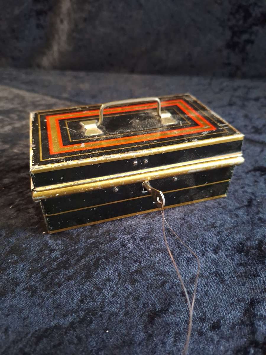 Vintage Tin Chad Valley Toy Money Box with Key