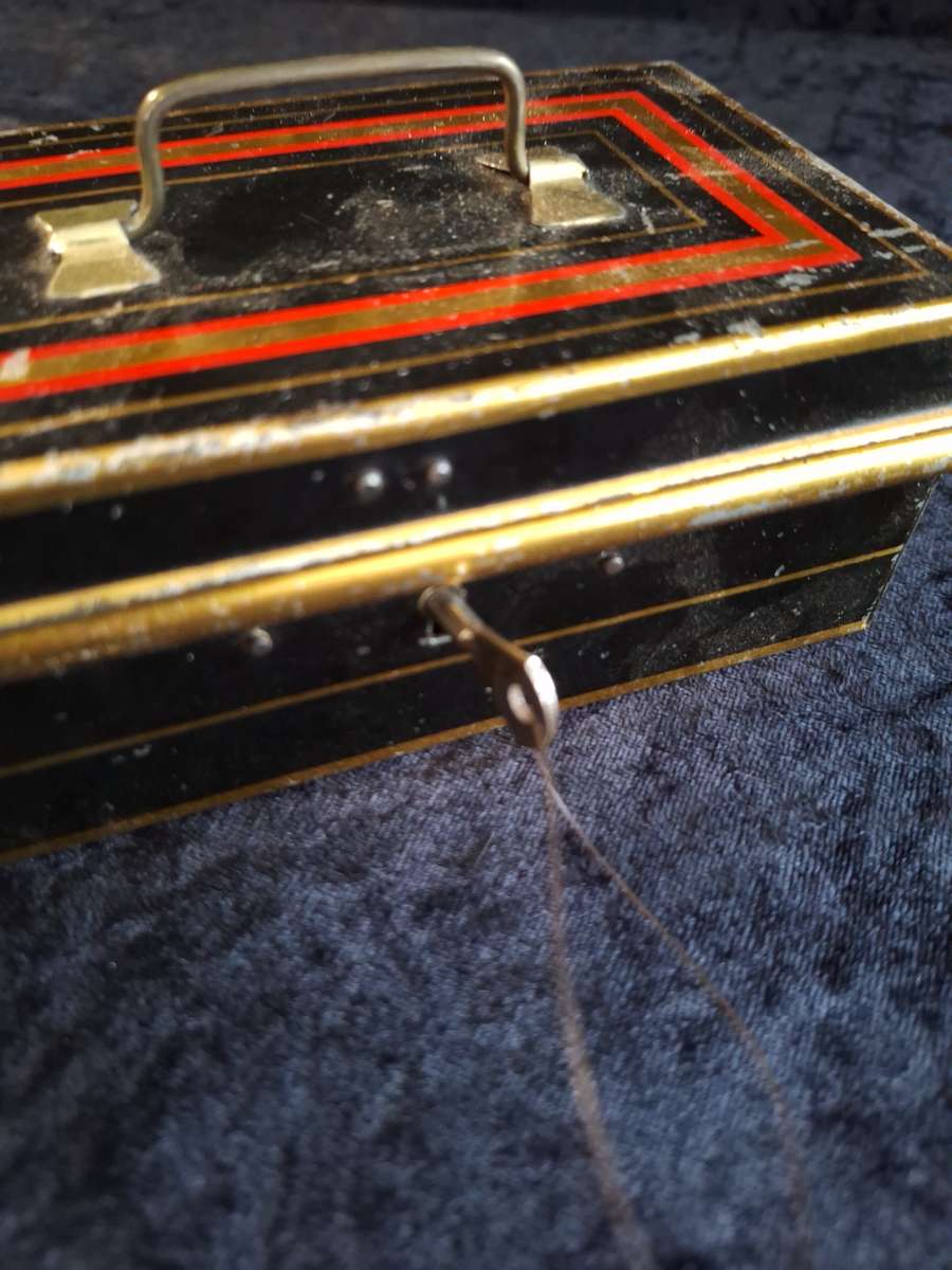 Vintage Tin Chad Valley Toy Money Box with Key