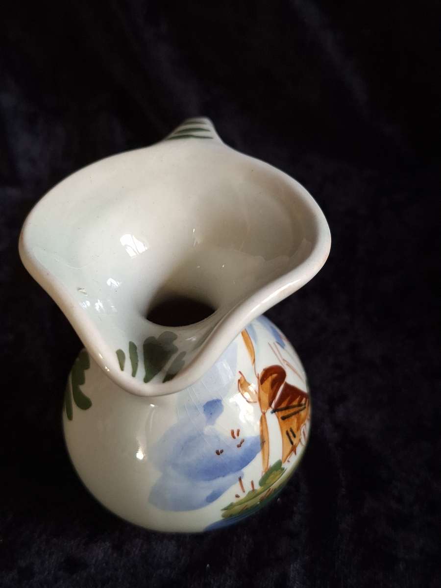 Vintage Unusual 1940's Hand Painted Delft Pitcher