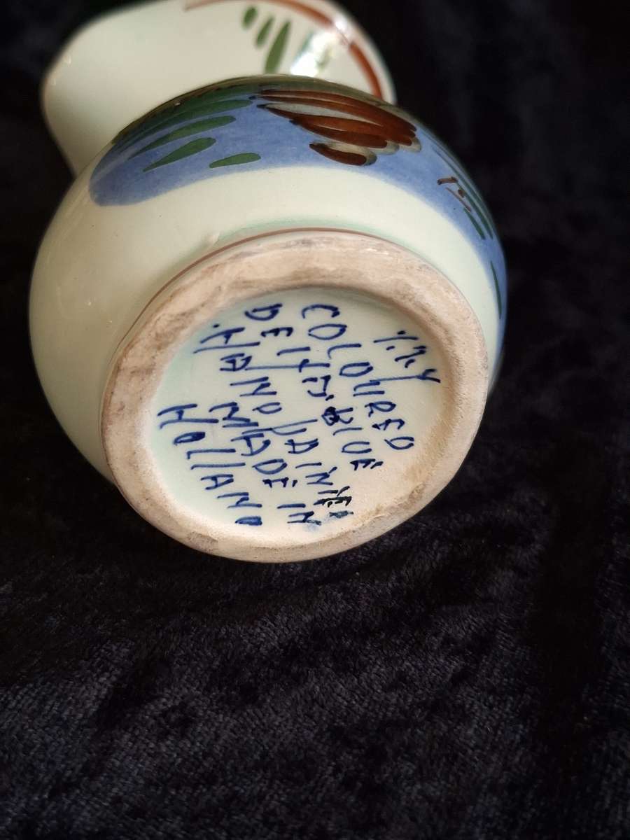 Vintage Unusual 1940's Hand Painted Delft Pitcher