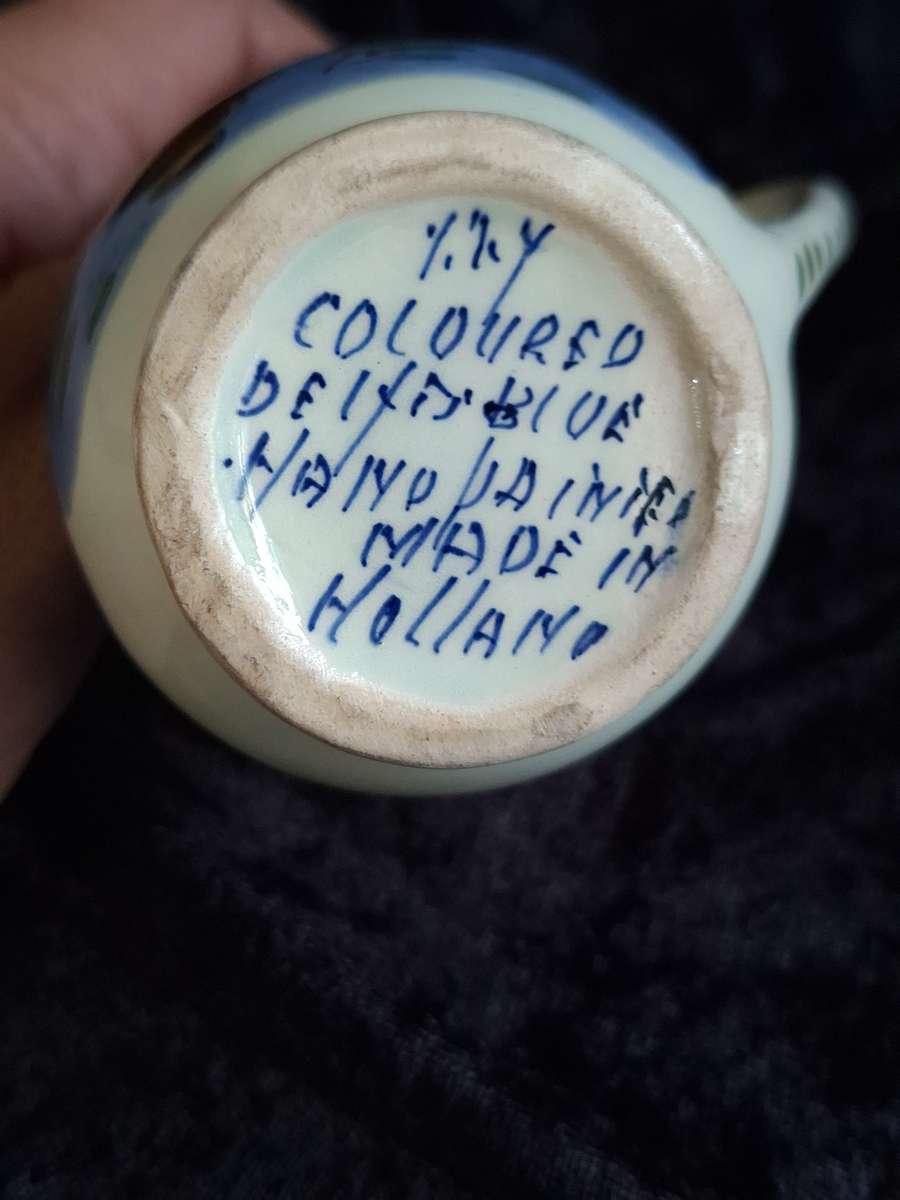 Vintage Unusual 1940's Hand Painted Delft Pitcher