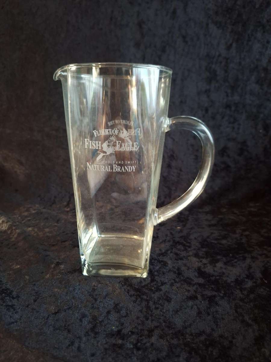 Vintage Glass Fish Eagle Brandy Pitcher