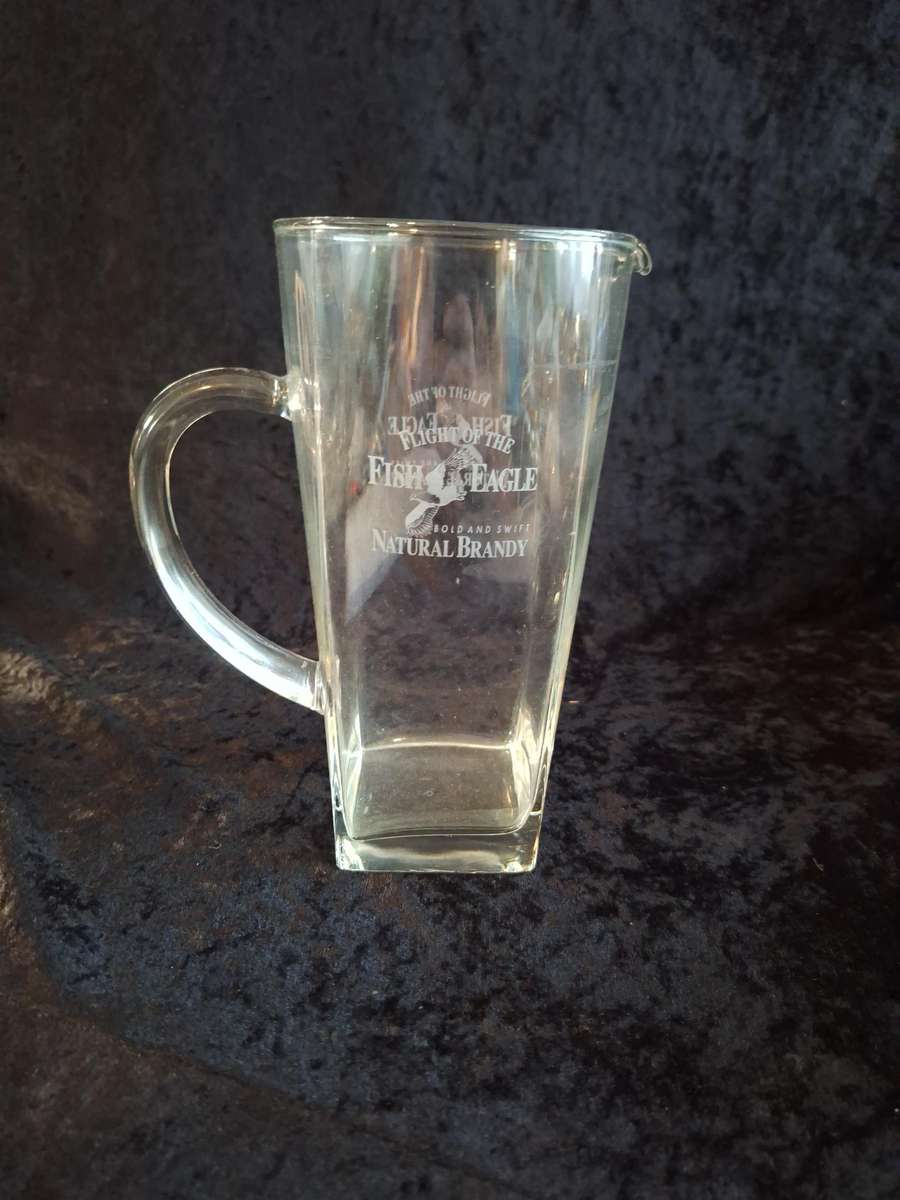 Vintage Glass Fish Eagle Brandy Pitcher