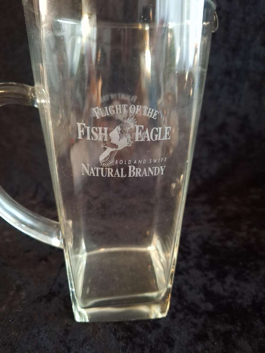 Vintage Glass Fish Eagle Brandy Pitcher