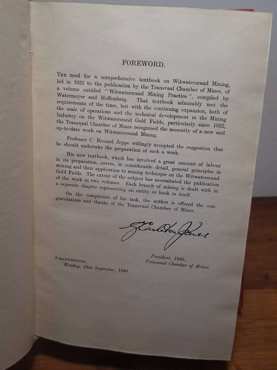 Gold Mining on the Witwatersrand by C. Biccard Jeppe - 1946.