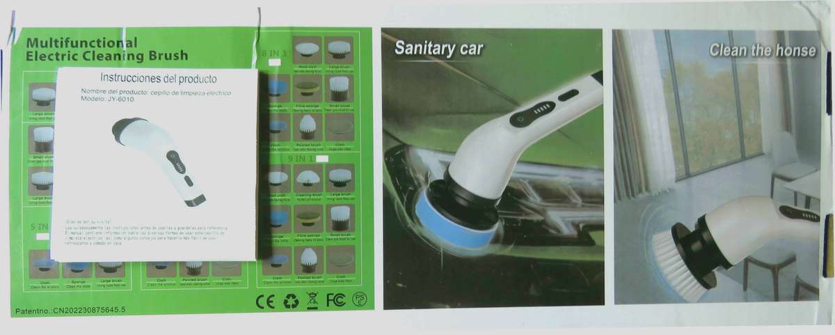 ELECTRIC, RECHARGEABLE  SCRUBBING BRUSH WITH INTERCHANGEABLE BRUSHES AND PADS - BRAND NEW