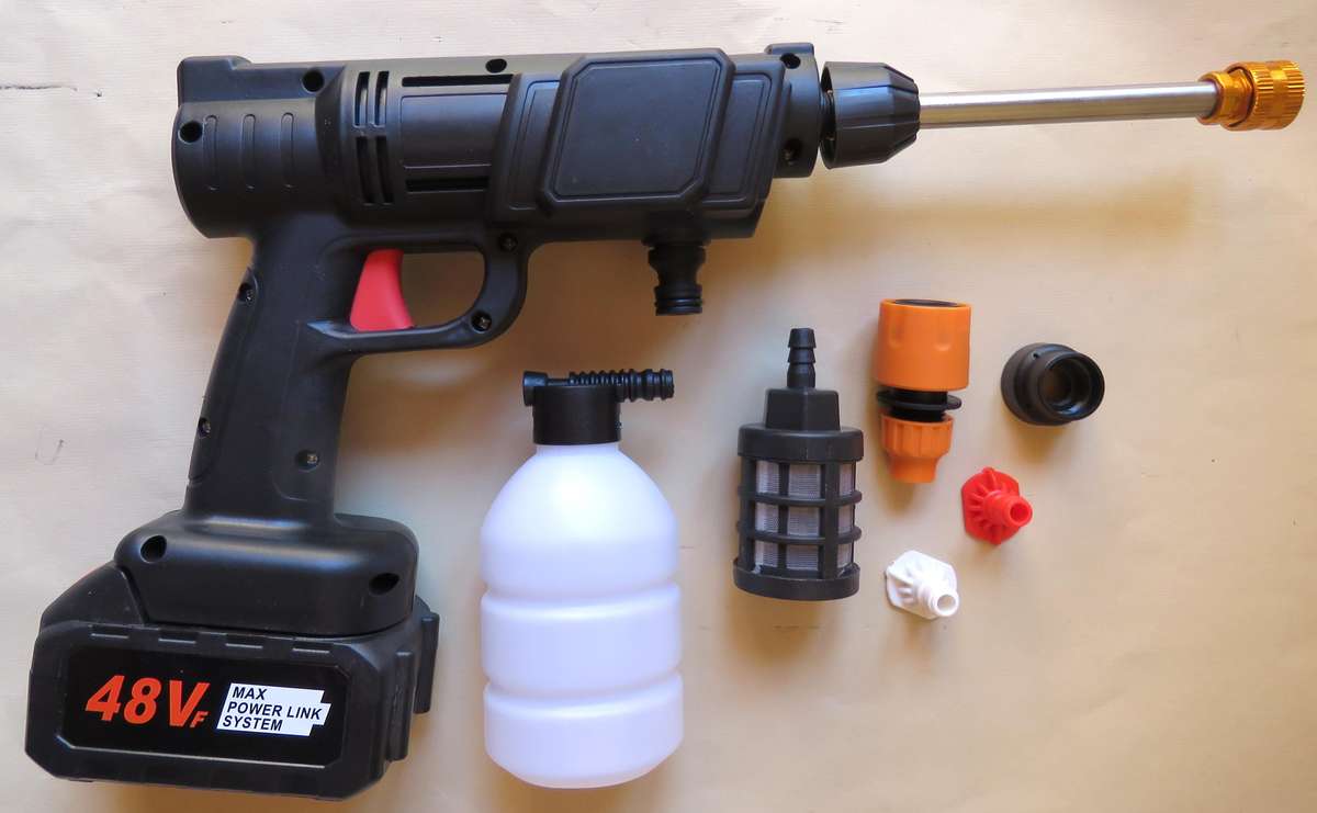 48V CORDLESS, HIGH-PRESSURE HAND-HELD  POWER WASHER.  VERSATILE CLEANING TOOL GUN