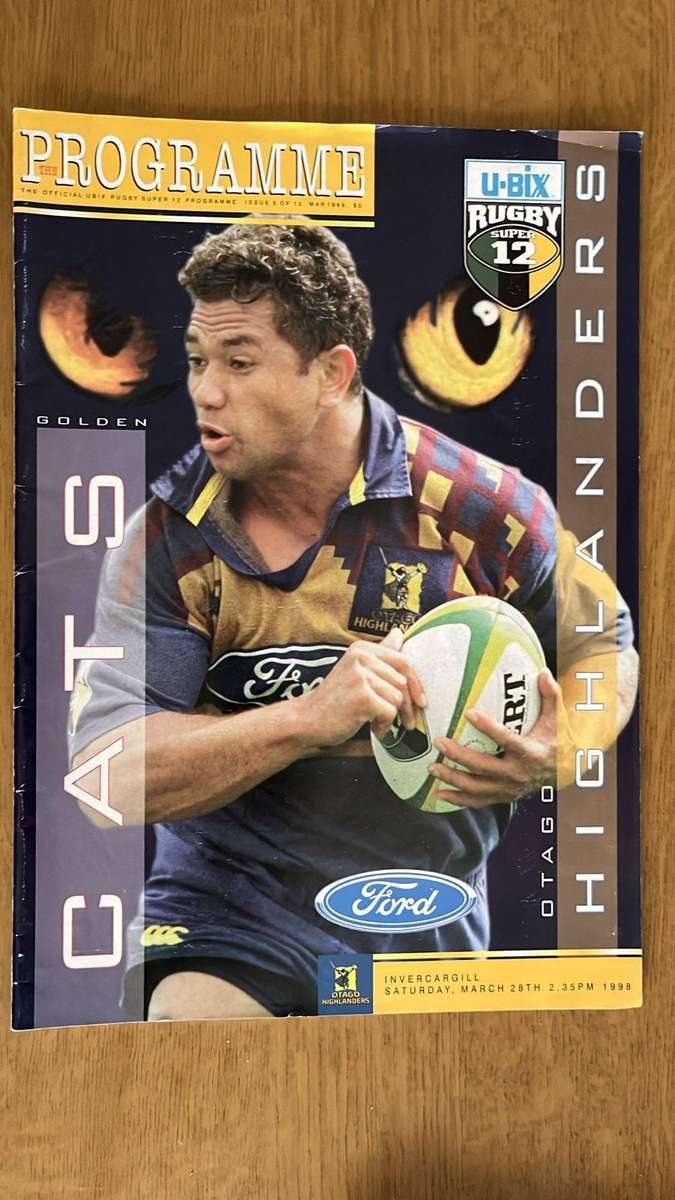 1998 Cats vs Highlanders at Invercargill Programme, details below