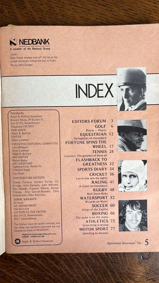 The Nedbank Sportsman Monthly, 2 Editions, details below