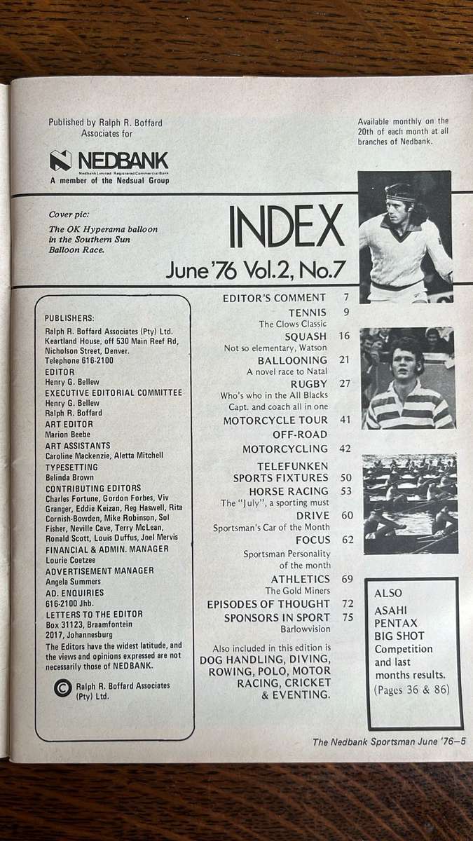 The Nedbank Sportsman Monthly, 2 Editions, details below