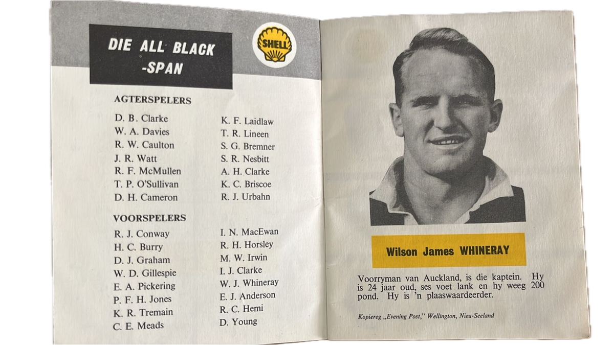 1960 All Blacks in South Africa Magazine & Pocket Book Guide, details below