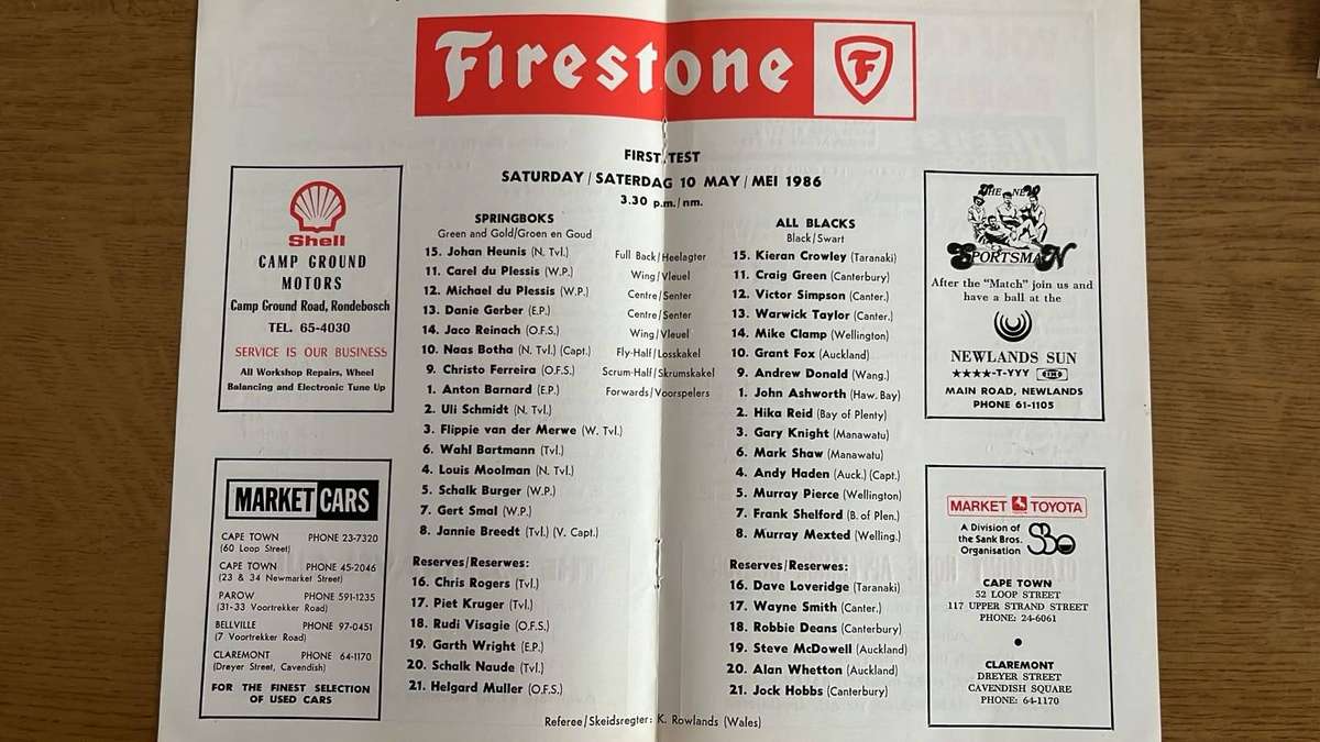 1986 SA Rugby Year Book & Springboks vs All Blacks, details below