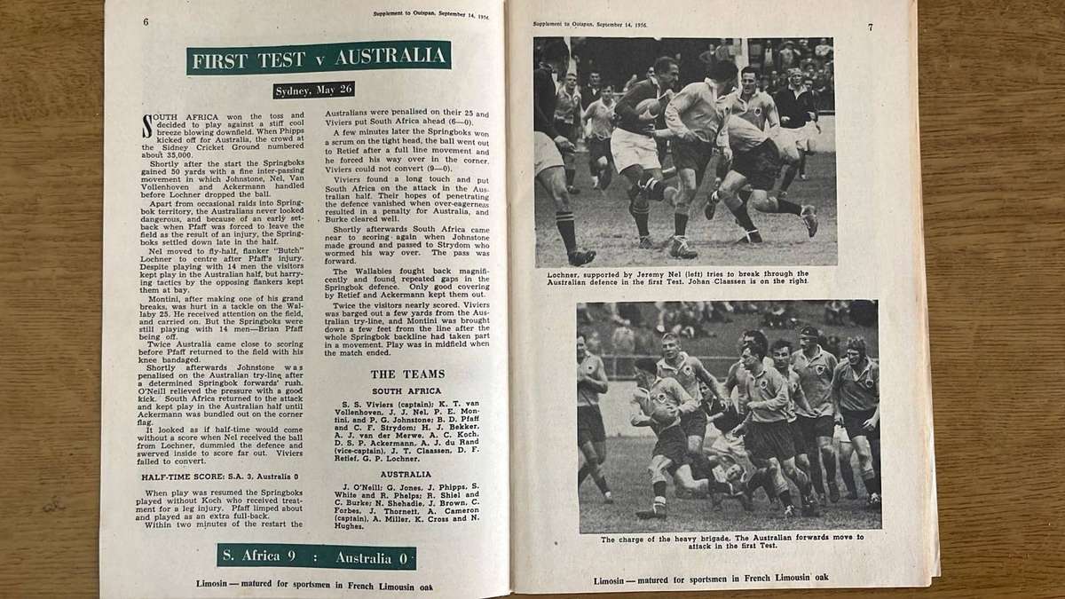 1956 Springbok Tour to Australasia, 5 Items, details below