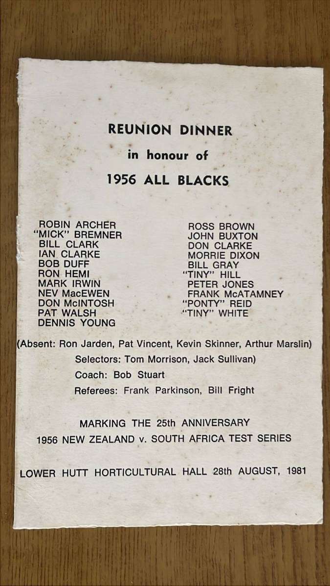 1956 Springbok Tour to Australasia, 5 Items, details below