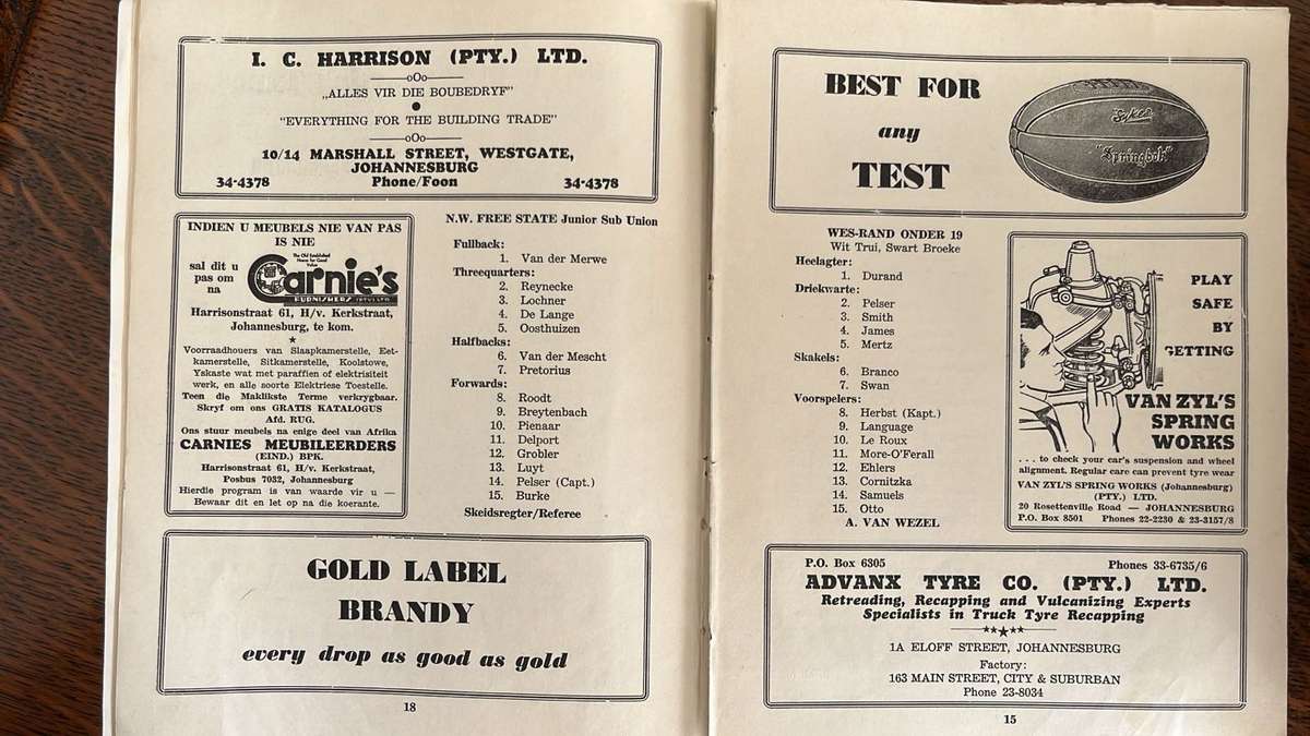 1955 British Isles  vs Transvaal Signed Programme, details below