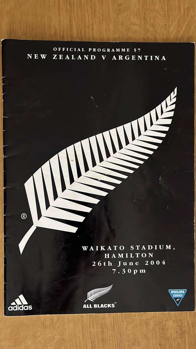 2004 New Zealand vs Argentina at Waikato Stadium Programme, details below
