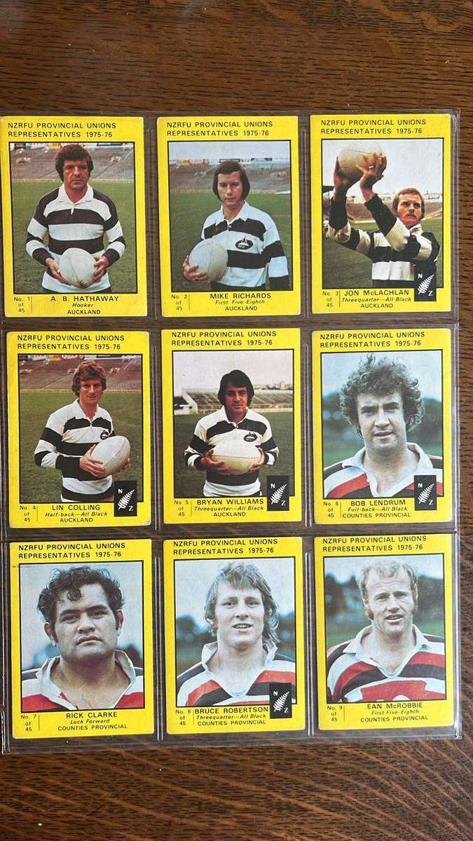 1975 New Zealand Rugby Union Cards, Complete Set, details below