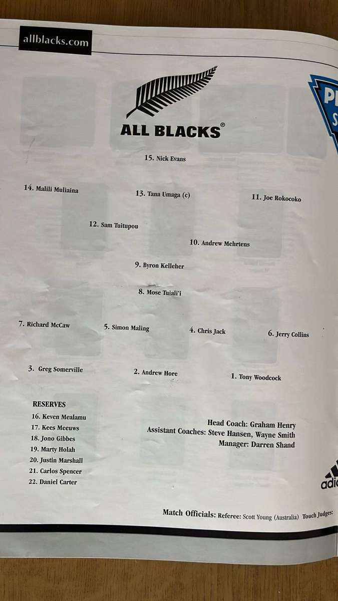 2004 New Zealand vs Argentina at Waikato Stadium Programme, details below