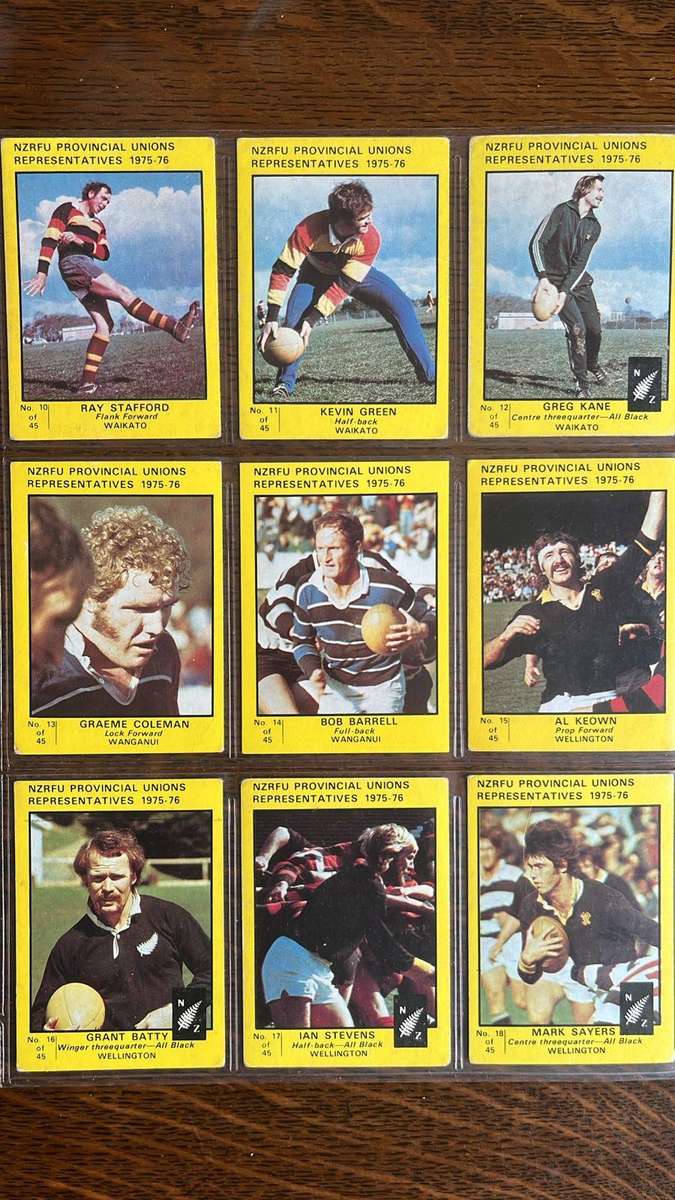 1975 New Zealand Rugby Union Cards, Complete Set, details below