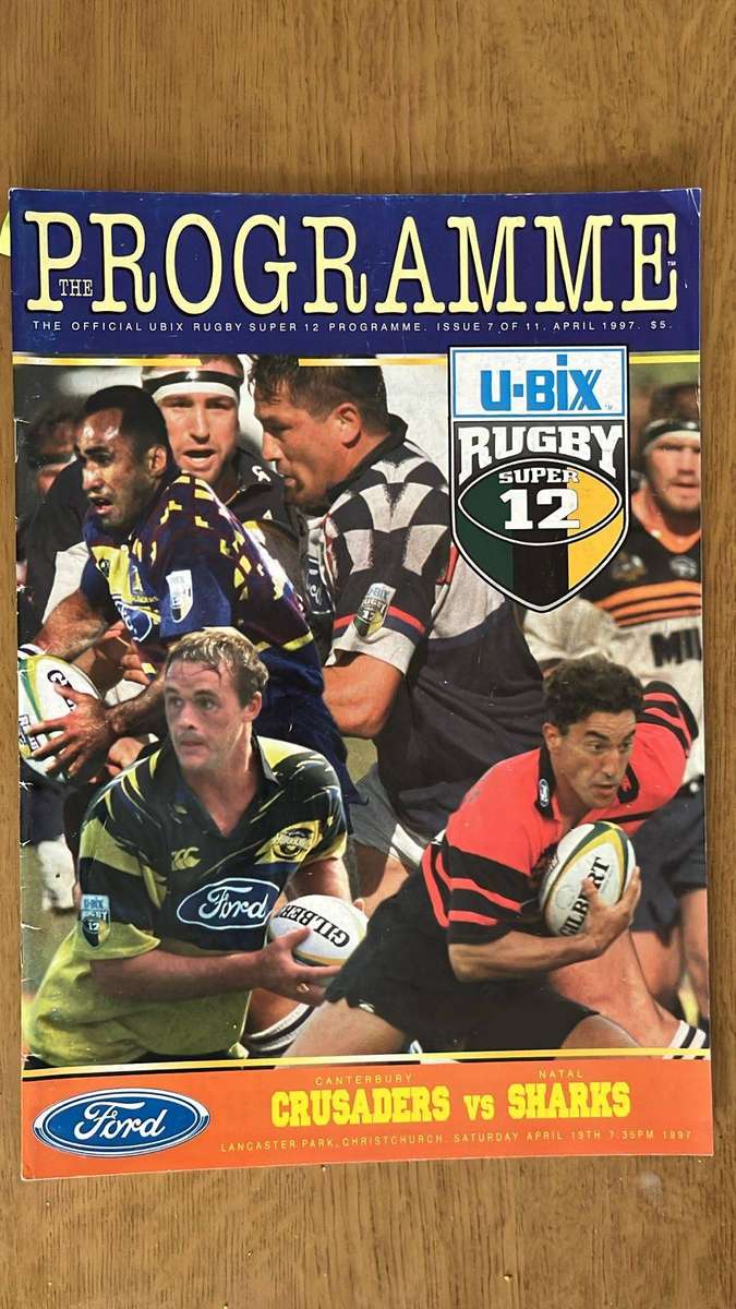 1997 Crusaders vs Sharks at Lancaster Park Programme, details below