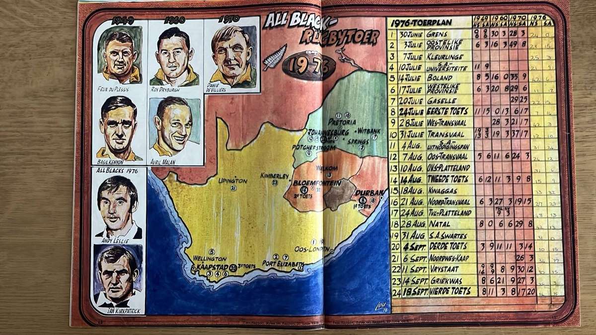 1976 All Blacks in Suid Afrika Supplement, details below