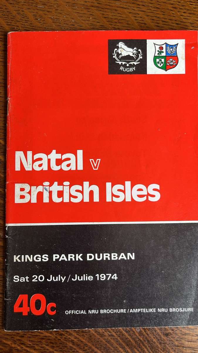 1974 Natal vs British Isles Signed Programme and Pin, details below