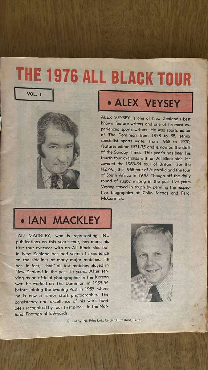 1976 The All Blacks in South Africa Magazines, details below