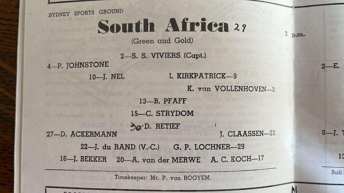 1956 Springboks vs New South Wales Programme, details below