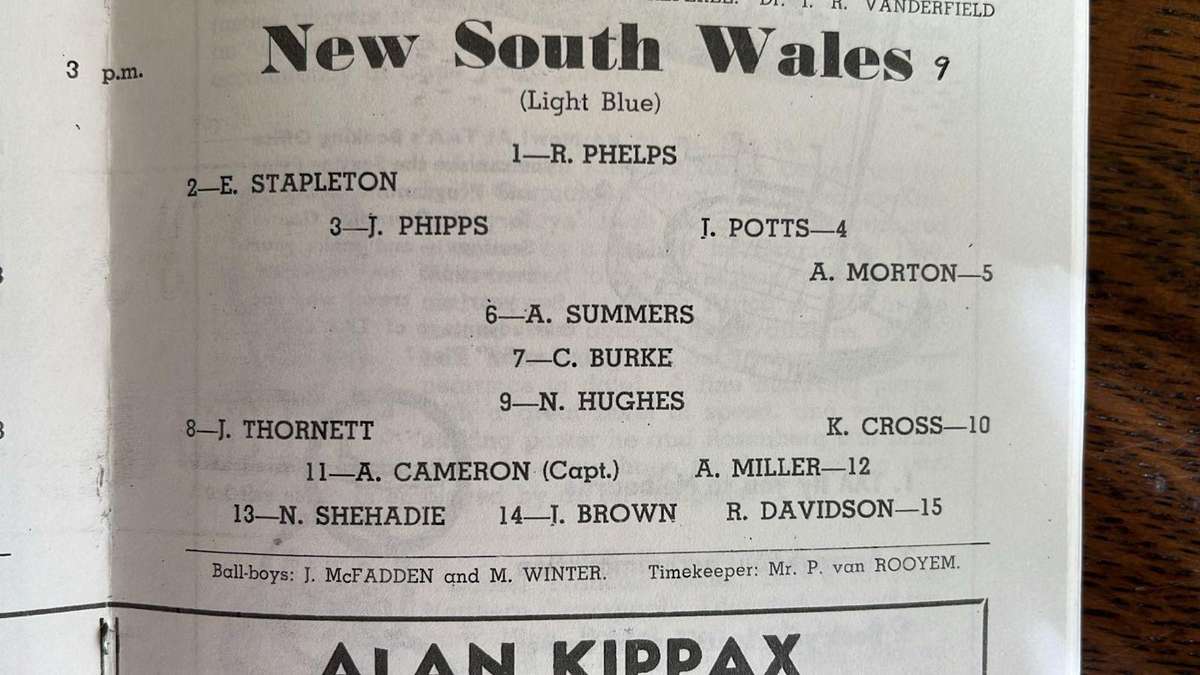 1956 Springboks vs New South Wales Programme, details below