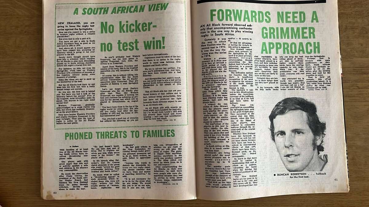 1976 The All Blacks in South Africa Magazines, details below