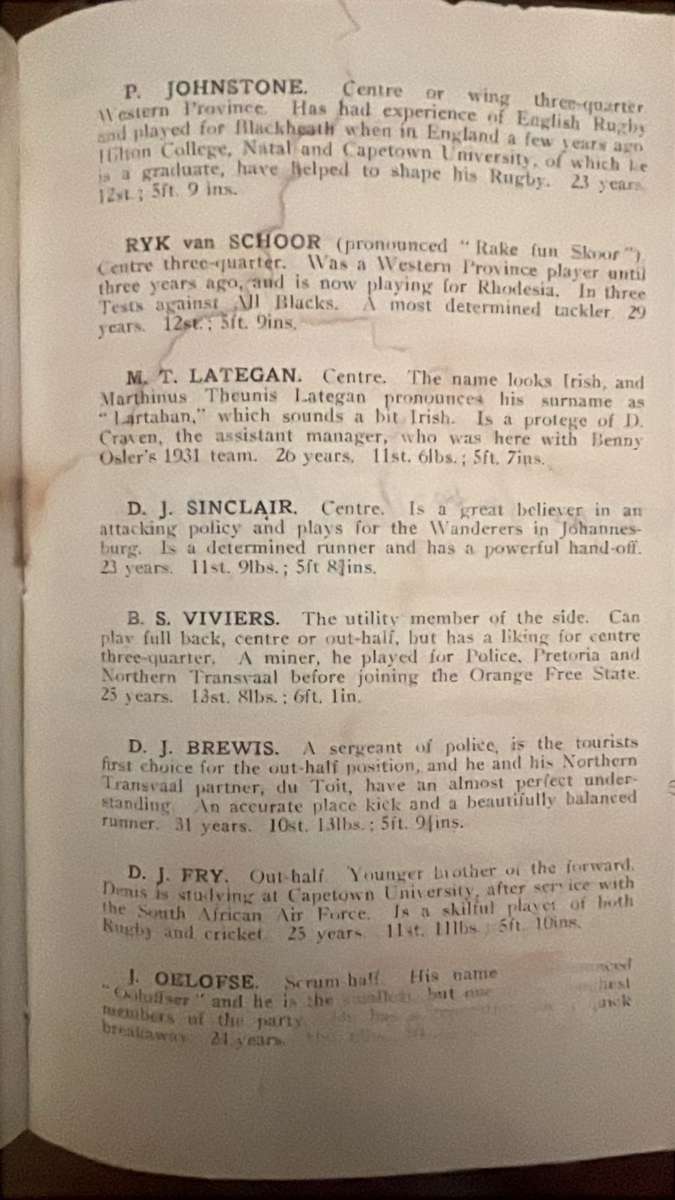 1951 Ireland vs South Africa at Lansdowne Signed & Inscribed Programme, details below