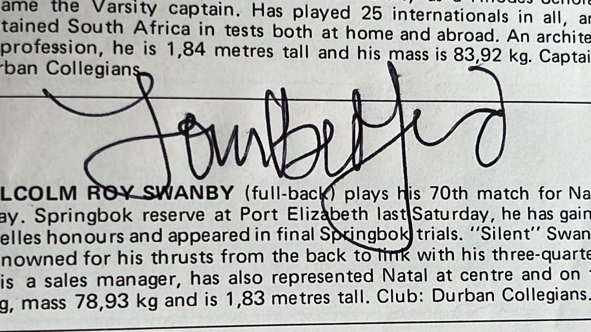 1974 Natal vs British Isles Signed Programme and Pin, details below