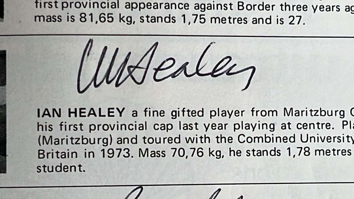 1974 Natal vs British Isles Signed Programme and Pin, details below