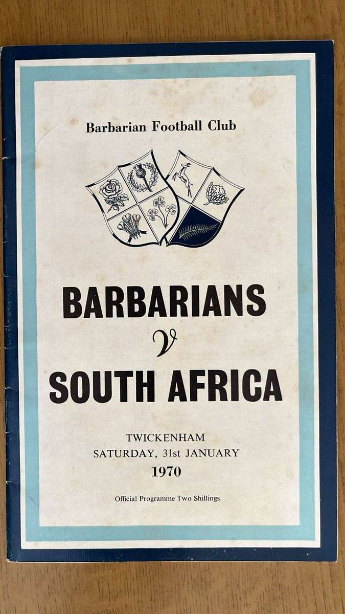 1970Barbarians vs South Africa at Twickenham Signed Programme, details below