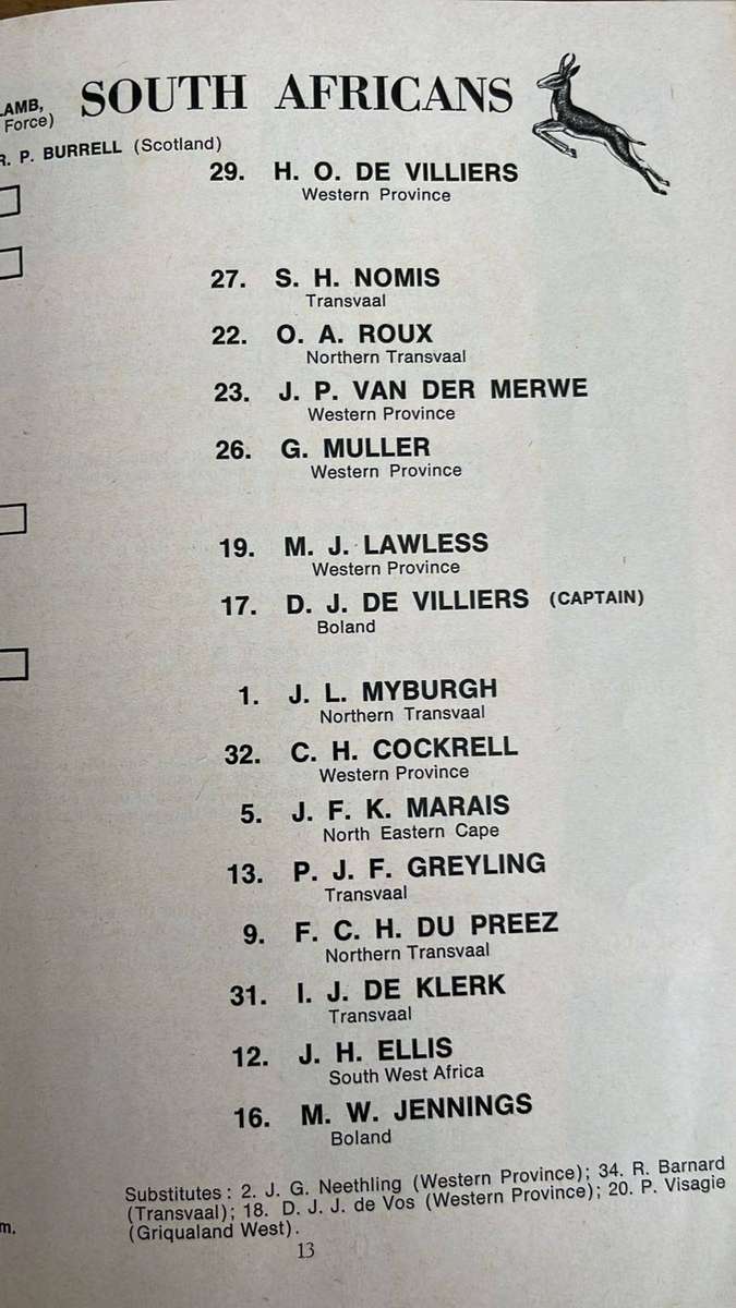 1970Barbarians vs South Africa at Twickenham Signed Programme, details below