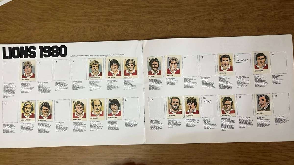 1980 Springboks vs British Lions Sticker Book & Dinner Menu Card, details below