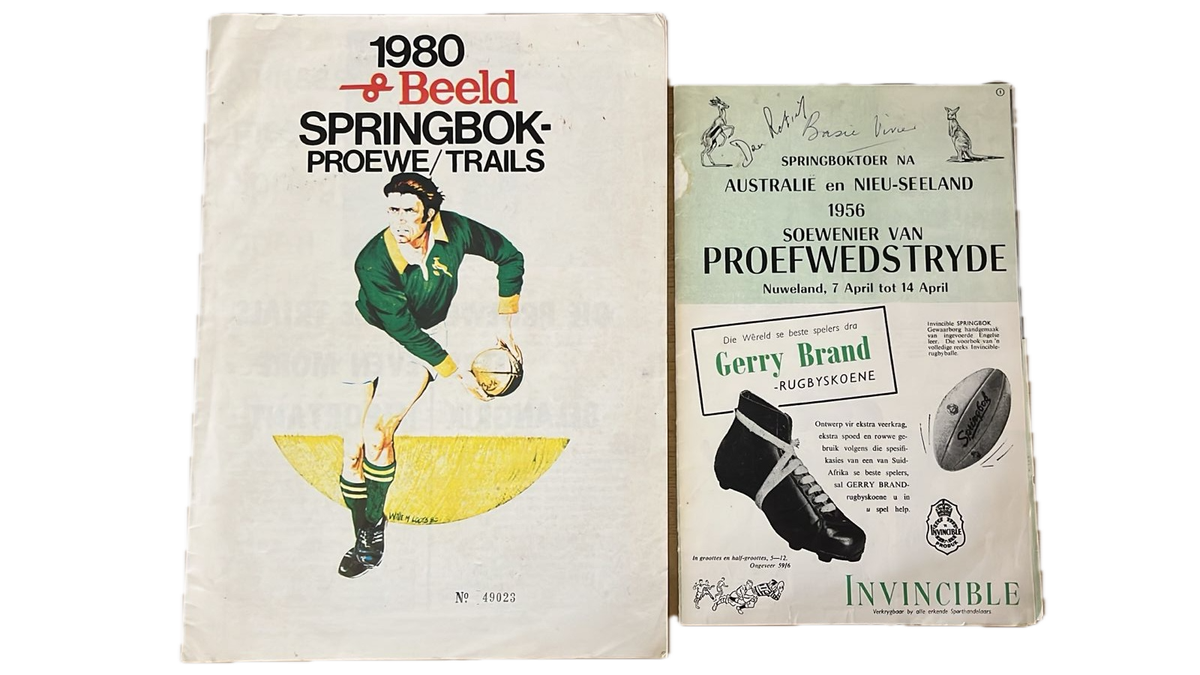 Springbok Trial Programmes x 2, Signed, details below