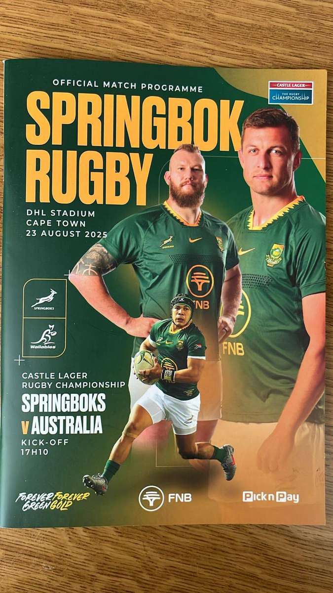 2025 Springboks vs Australia at Cape Town Stadium Programme, details below