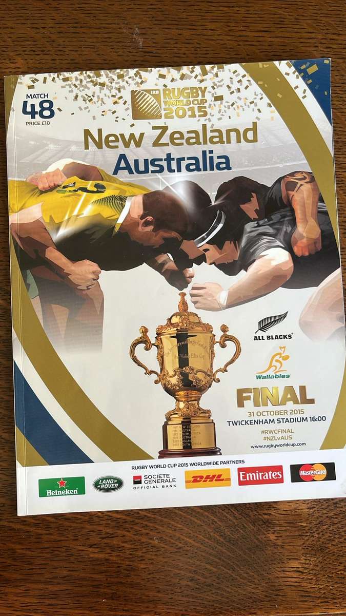 2015 RWC Final New Zealand vs Australia Programme & Pin, details below