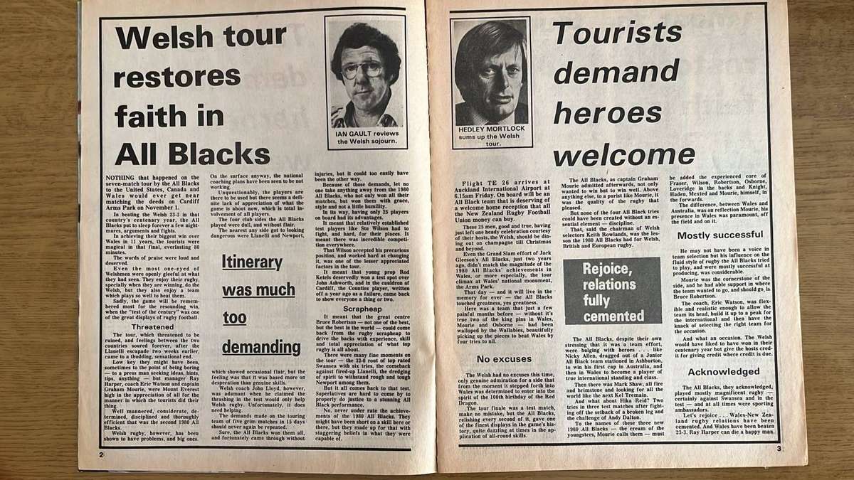 1980 All Blacks in Wales Brochure, details below