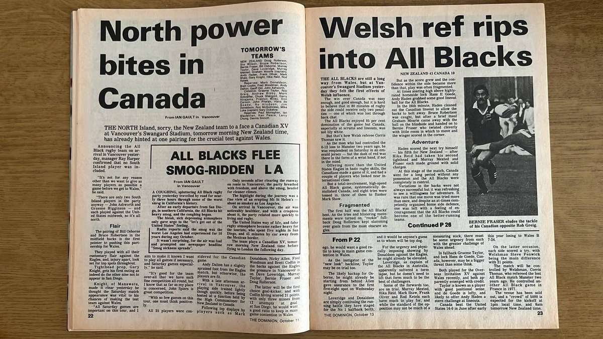 1980 All Blacks in Wales Brochure, details below