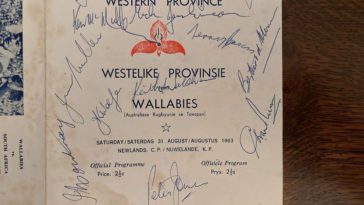 1963 Western Province  vs Wallabies at Newlands, Multiple Signatures Programme, details below