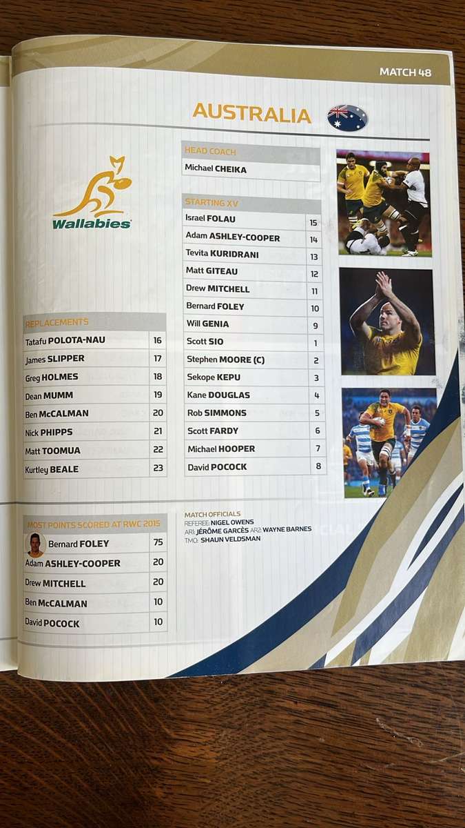 2015 RWC Final New Zealand vs Australia Programme & Pin, details below