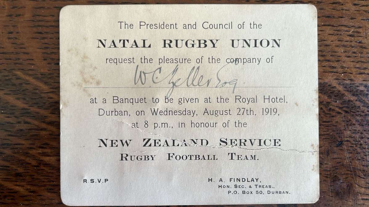 1919 Rare Ephemera - New Zealand Tour to South Africa Signed Dinner Invitation, details below