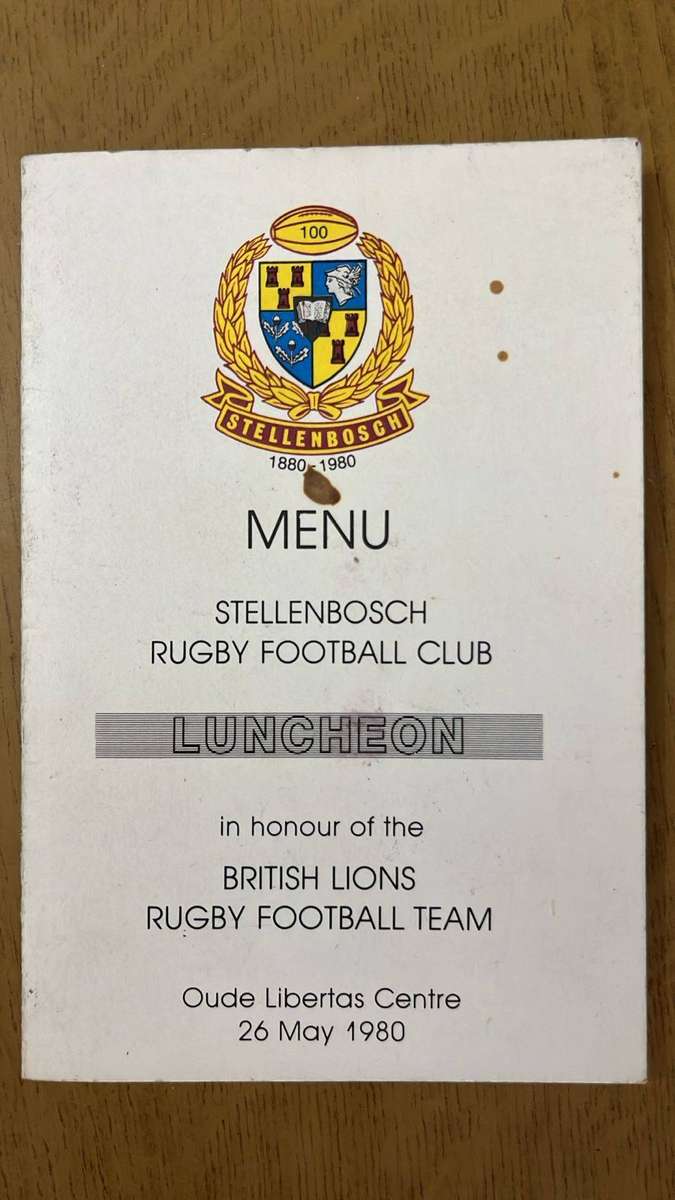 1980 Springboks vs British Lions Sticker Book & Dinner Menu Card, details below