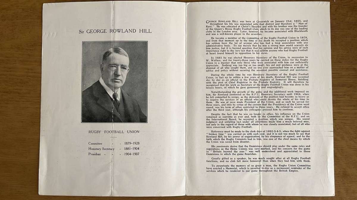 1929 Memorial Match - England & Wales vs Scotland & Ireland Programme, details below