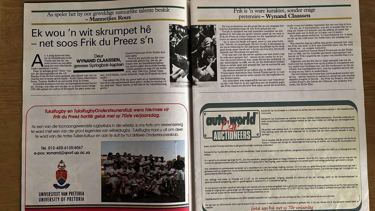 The Greatest Player of the 20th Century - Frik du Preez, Multiple Signatures, details below