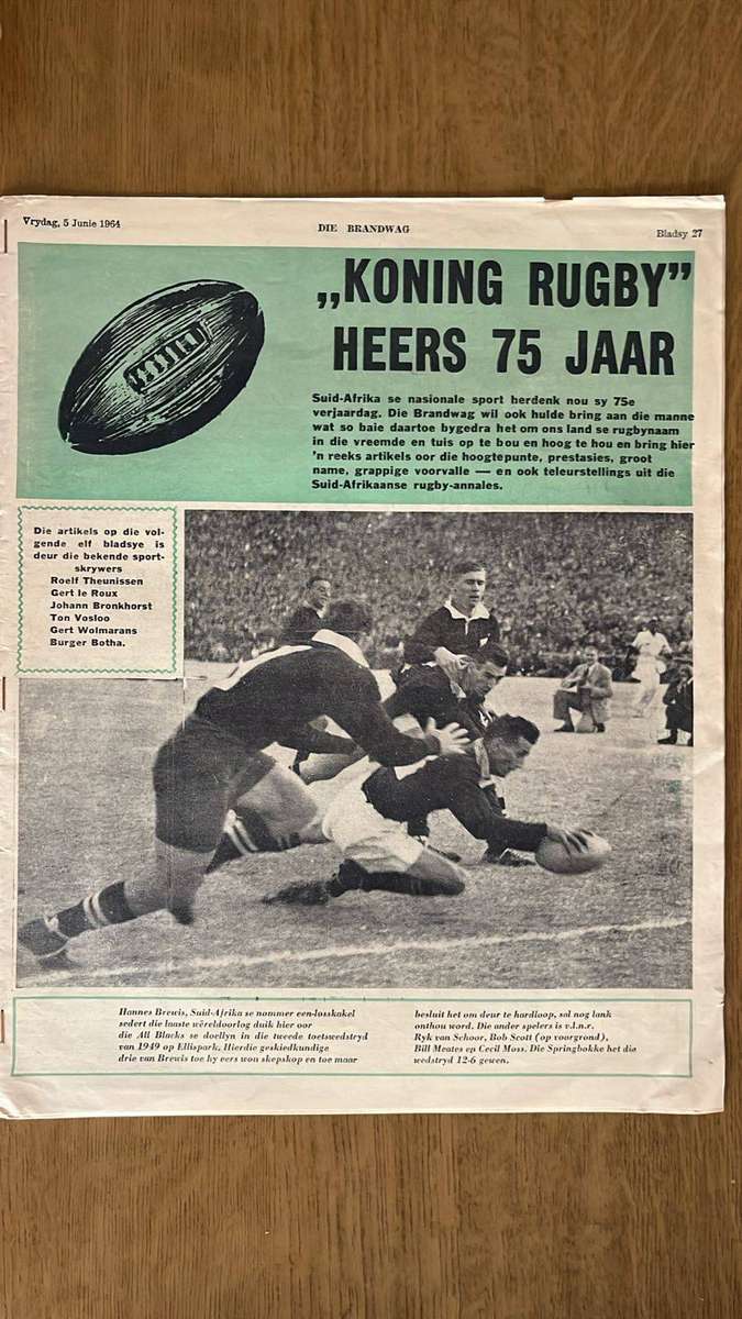 1964 Koning Rugby Heers 75 Jaar Bydra, besonderhede hieronder