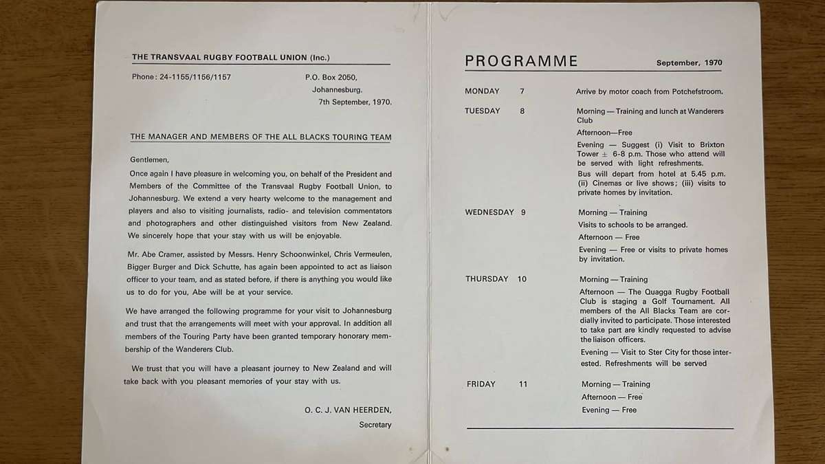 1970 The All Blacks in South Africa Pack, 4 Items, details below