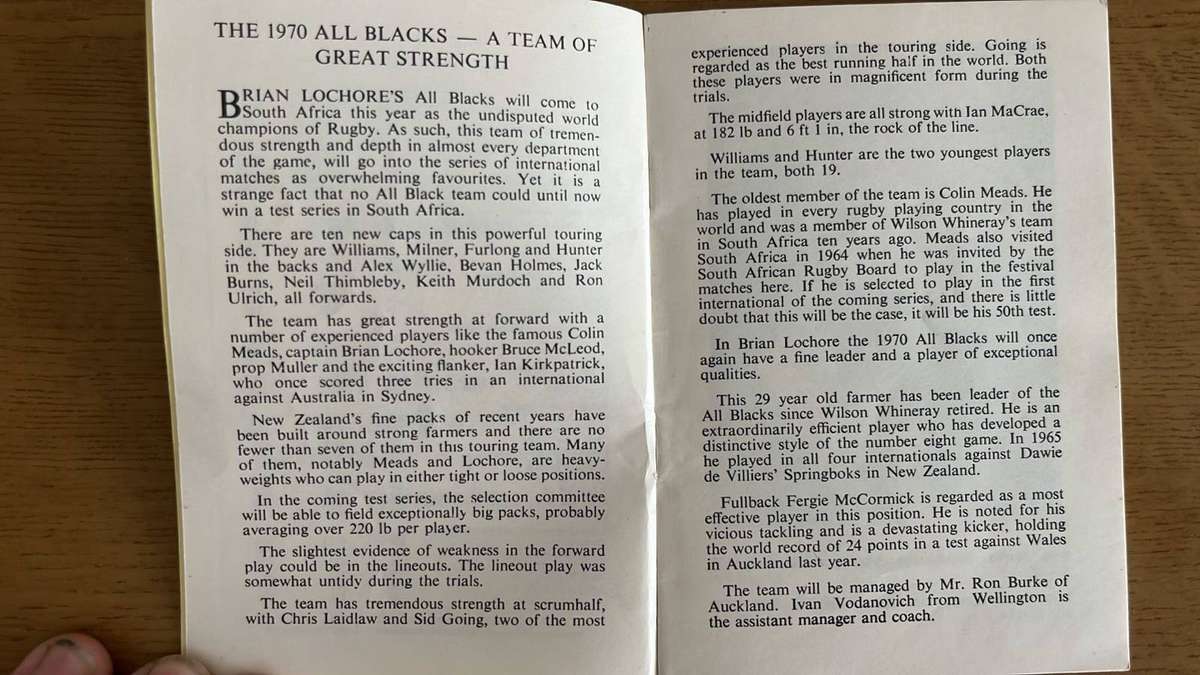 1970 Coca Cola Series No.22 - All Blacks in South Africa, details below
